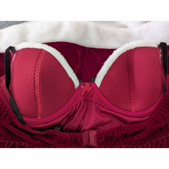 Boudoir Collection Mrs Claus Babydoll Nightie Pajamas Large Velvet Red Christmas - Picture 5 of 9